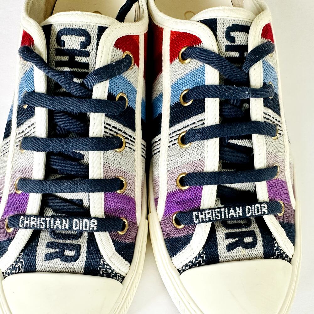 Christian Dior Canvas Rainbow Walk'N'Dior Low Top Sneakers 40 Multicolor Ladies - Picture 12 of 13